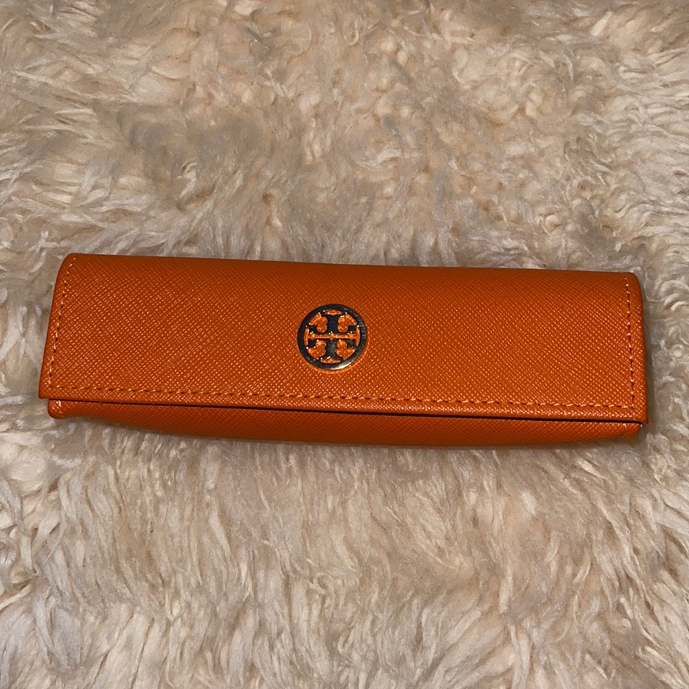 Tory Burch Orange Eyeglass Case with Gold Logo